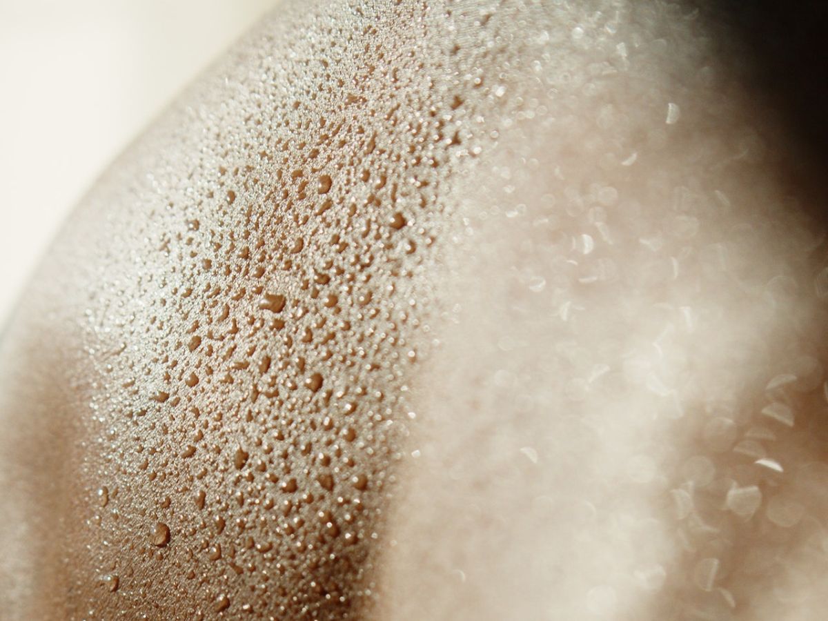 Close up of a sweaty back