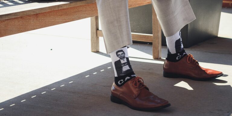 Man on coporate shoes